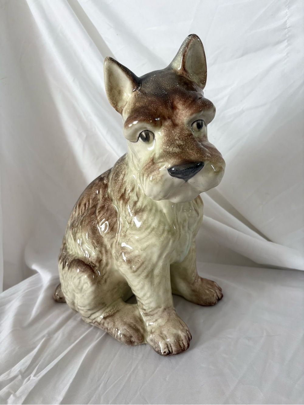 Vintage schnauzer ceramic figurine large dog home decor statue accent